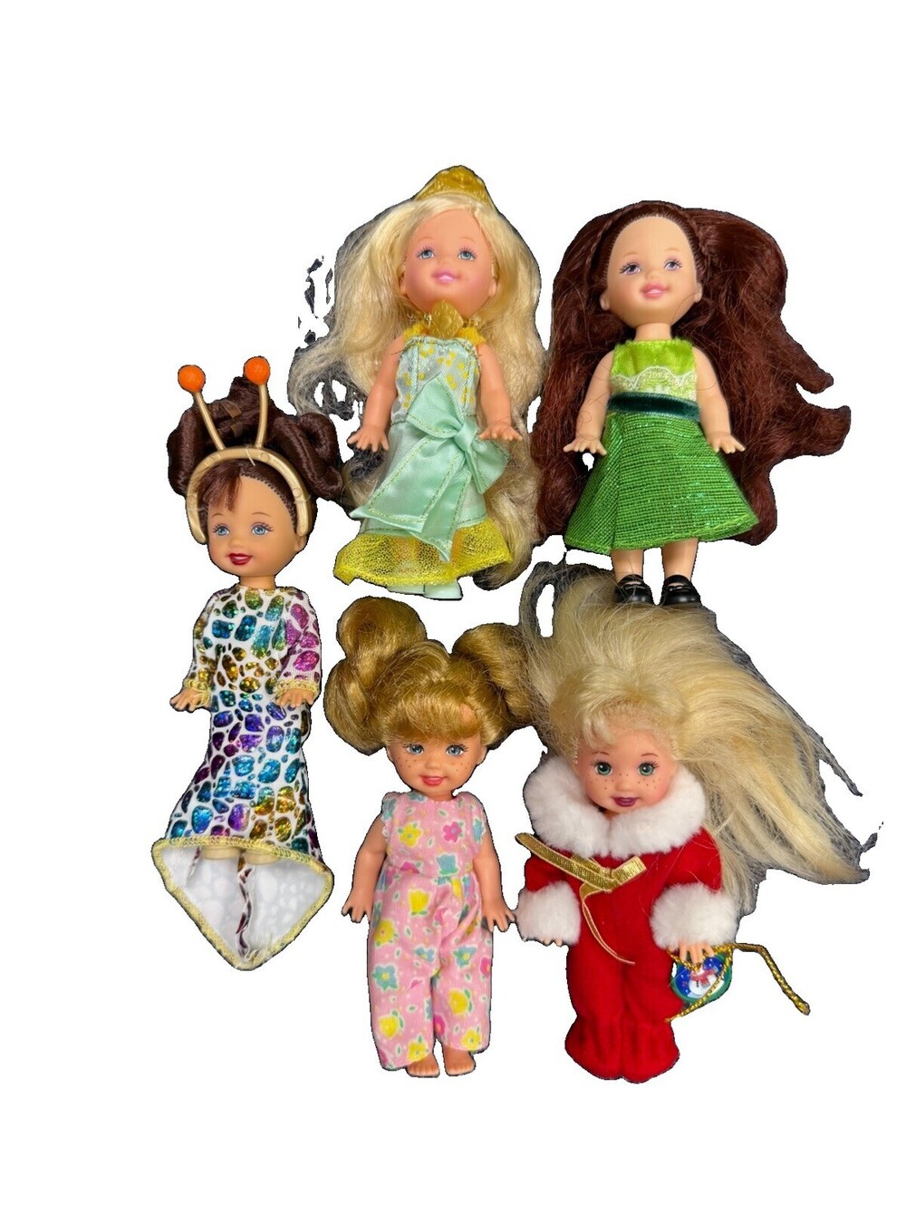 Vintage y2k Lot of 5 Mattel Barbie Kelly Small Dolls Mixed 90s/early 2002s